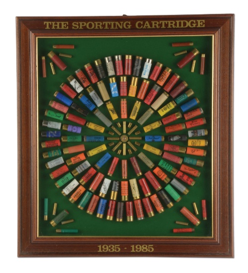 FRAMED SHOT-SHELL CARTRIDGE DISPLAY BOARD.