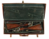 (C) FINE MATCHED PAIR OF JOHN DICKSON ROUND ACTION EJECTOR DOUBLE TRIGGER GAME SHOTGUNS WITH ORIGINA