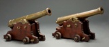 (A) A FANTASTIC PAIR OF FRENCH MODEL 1786 STYLE 2 - 1/2 POUNDER BRONZE NAVAL GUNS ON WHAT APPEAR  TO