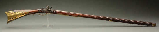 (A) Signed Samuel Miller Flintlock Kentucky Rifle.