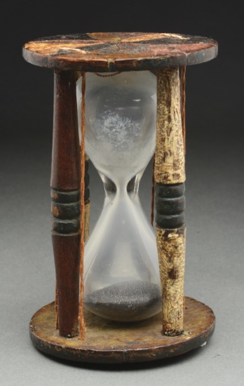 Paint Decorated Hourglass For Rifle Timing, Found in North Carolina.