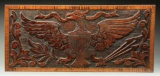 Carved Federal American Eagle Plaque with Tiger Maple Frame.
