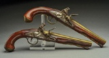 (A) An Exceptionally Fine Pair of American Ketland Marked Brass Barreled Flintlock Trade Pistols.