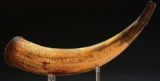 Important German Loyalist-Made Engraved Powder Horn Made by Adam Heydorne and Dated 1776, Clavarack.