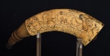 Exceptional Engraved French and Indian War Powder Horn of John Norton, Signed by Maker John Rous.