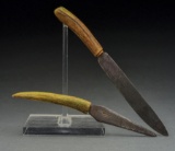 Lot of 2: Antler Handled Knives with Trade Company Markings.