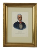 Framed Hand Colored Etching of Red Jacket by Leman & Duval.