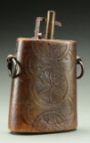 Engraved Horn Powder Flask, Possibly Bucks County.