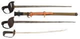 LOT OF 3: US MODEL 1913 PATTON SABERS AND A RARE EXPERIMENTAL CAVALRY SABER.