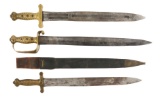 LOT OF 3: ARTILLERY SWORDS AND US 1841 NAVY CUTLASS.