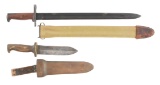 LOT OF 2: WORLD WAR I SPRINGFIELD BAYONET MARKED TO USS TEXAS AND DIVE KNIFE.