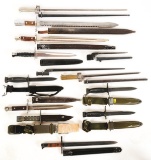 LOT OF 13: MISCELLANEOUS US AND FOREIGN BAYONETS.
