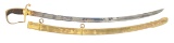 ELABORATE GILT BRASS MOUNTED ARTILLERY OFFICER'S SABER WITH SCABBARD.