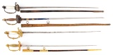LOT OF FOUR MILITIA OFFICERS AND DRESS SWORDS.