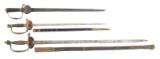 LOT OF THREE SWORDS: CA. 1740 HUNTING SWORD, 1840 OFFICER, SMALL 1872.