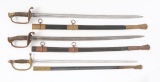 LOT OF THREE: TWO 1850 FOOT OFFICER'S SWORDS, AND AN 1840 MUSICIANS SWORD DATED 1863.