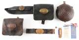 LOT OF CIVIL WAR CANTEEN, BELT, RIBBONS, BUTTONS, AND CARTRIDGE BOXES.