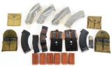 LOT OF 30: US M1911 AND M1 CARBINE MAGAZINES, POUCHES, AND CHINESE AK-47 MAGAZINES.