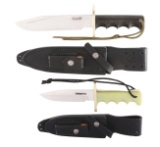 DESIRABLE PAIR OF RANDALL MADE COMBAT KNIVES WITH SCABBARDS.