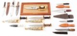 LOT OF 12: FIXED BLADE KNIVES BY COBB-DALE, CONNOR-ARTHUR SOPPERA, AND OTHERS.