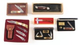 LOT OF 7: CASE COMMEMORATIVE AND COLLECTOR KNIVES - COMPLETE WITH FACTORY DISPLAY BOXES.