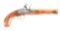 (A) W & G CHANCE BRITISH BRASS BARREL FLINTLOCK PISTOL.