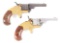 (A) LOT OF TWO: TWO COLT OPEN TOP SEVEN SHOT .22 REVOLVERS.