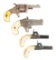(A) LOT OF 4 ANTIQUE HANDGUNS.