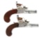 (A) LOT OF TWO: E. THOMSON FLINTLOCK PISTOLS.
