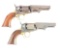 (A) LOT OF 2: COLT MODEL 1849 PERCUSSION REVOLVERS, 1860 AND CASED 1863 WITH ACCESSORIES.