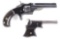 (A) LOT OF TWO: SMITH AND WESSON MODEL 1 THIRD ISSUE AND A REMINGTON POCKET SINGLE SHOT PISTOL.