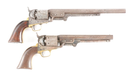 (A) LOT OF TWO COLT 3RD MODEL 1851 NAVY REVOLVERS: 1852 WITH 10 - 1/2" BARREL & 1855 MARTIAL.