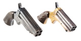 (A) LOT OF TWO: SHARPS MODEL 2 .30 CALIBER AND MODEL 1A .22 CALIBER FOUR BARREL DERRINGERS.