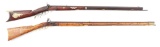 (A) LOT OF TWO: FISHER PERCUSSION .36 CALIBER LONG RIFLE AND CONTEMPORARY FLINTLOCK .50 CALIBER RIFL