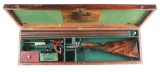 (A) WILLIAMS & POWELL 16 BORE DOUBLE HAMMER GUN CONVERTED FROM PERCUSSION WITH MAHOGANY CASE.