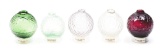 LOT OF FIVE: FIVE ENGLISH GLASS TARGET BALLS.