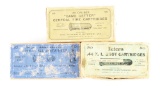 LOT OF THREE: EXTREMELY RARE ROBINS HOOD AMMUNITION COMPANY .44 BALL FOR MARBLES GAME GETTER, PETERS