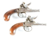 (A) LOT OF 2: DOUBLE BARREL BOXLOCK FLINTLOCK PISTOLS.