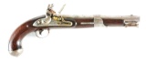 (A) SIMEON NORTH MODEL 1819 FLINT LOCK US PISTOL DATED 1821.