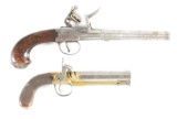 (A) LOT OF 2: FLINTLOCK AND PERCUSSION PISTOLS.