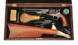 (A) CASED COLT 1860 FLUTED ARMY PERCUSSION REVOLVER WITH STOCK.