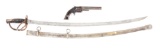 (A) LOT OF TWO: SMITH AND WESSON NO. 2 .32 RF ARMY AND AN 1860 CAVALRY SABER IDENTIFIED TO PRIVATE J