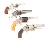 (A) LOT OF FOUR: COLT OPEN TOP, SMITH & WESSON MODEL 1, HOPKINS AND ALLEN BLUE JACKET NO. 2, DERRING