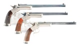 (C) LOT OF 3: STEVENS MODEL 36 SINGLE SHOT PISTOLS.