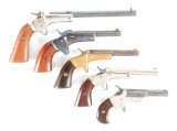 (C) LOT OF 5: STEVENS SINGLE SHOT PISTOLS.