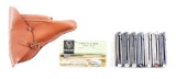 LOT OF 7: LUGER MAGAZINES, HOLSTER, AND EINSTECKLAUF .22 CAL CONVERSION UNIT.