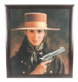 FRAMED PICTURE OF 2001 AMERICAN WESTERN ARMS WORLD CHAMPION ANNIE ELLETT.
