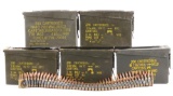 LOT OF SIX: CANS & SEALED AMMO BAG OF 7.62 NATO AMMUNITION TOTALING 1200 ROUNDS.
