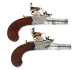 (A) LOT OF TWO: E. THOMSON FLINTLOCK PISTOLS.