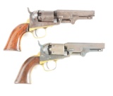 (A) LOT OF 2: COLT MODEL 1849 PERCUSSION REVOLVERS, 1860 AND CASED 1863 WITH ACCESSORIES.